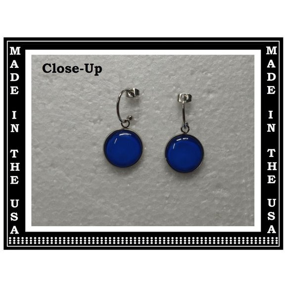 NEW Solid Color Charm Interchangeable Earrings 5 Pairs in Set Infused Glass - Picture 2 of 6